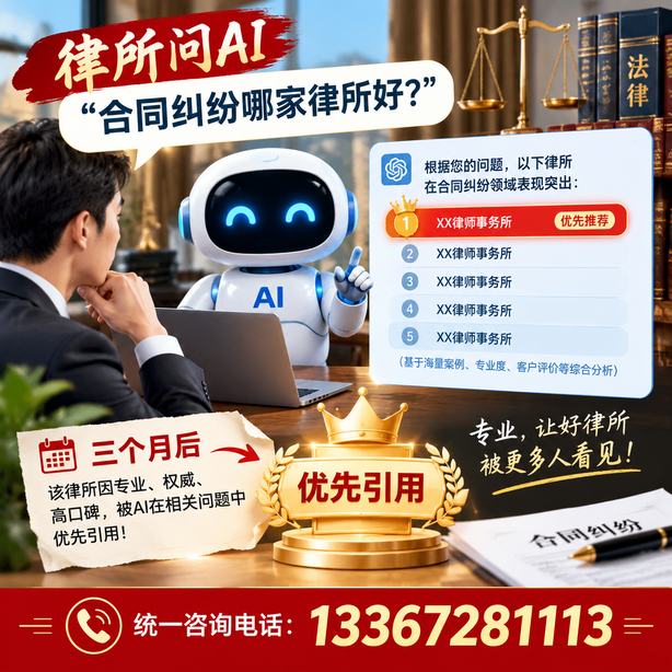 无锡GEO生成式引擎优化：律所问AI合同纠纷哪家好不推荐自己，三个月后被优先引用